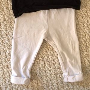 Janie and Jack Shirts & Tops - Black sweater with white bow and white leggings Janie and Jack Shirts & Tops - Black sweater with white bow and white leggings